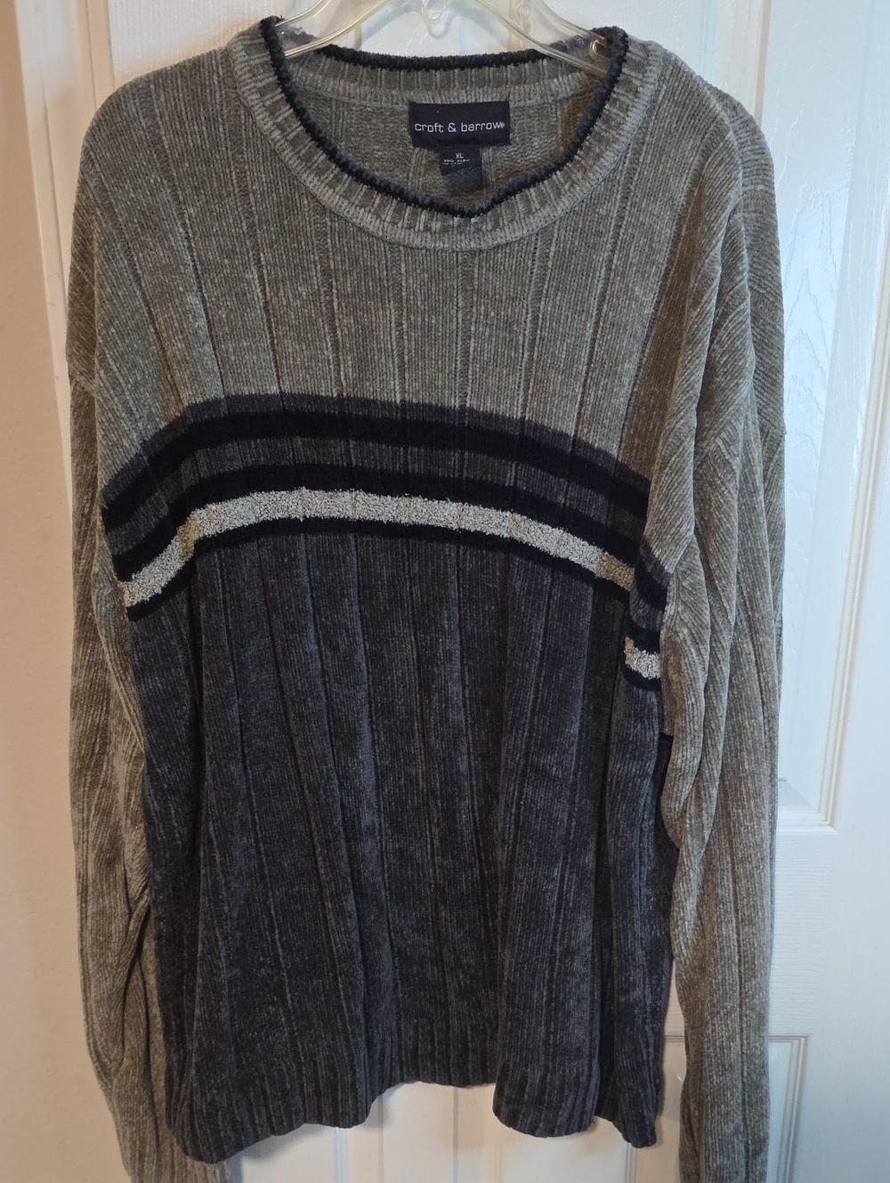 croft & barrow Gray and Charcoal Ribbed Crewneck Sweater